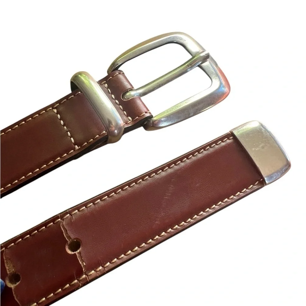 Brown Italian Split Leather Unisex Belt Classic Preppy Casual Style
